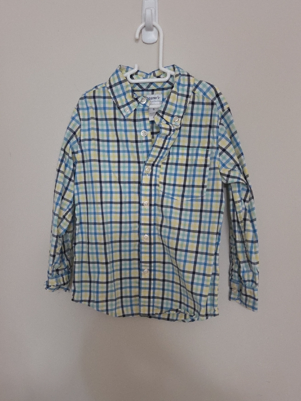 Carter's Plaid Button-Down Shirt in Blue and Yellow
